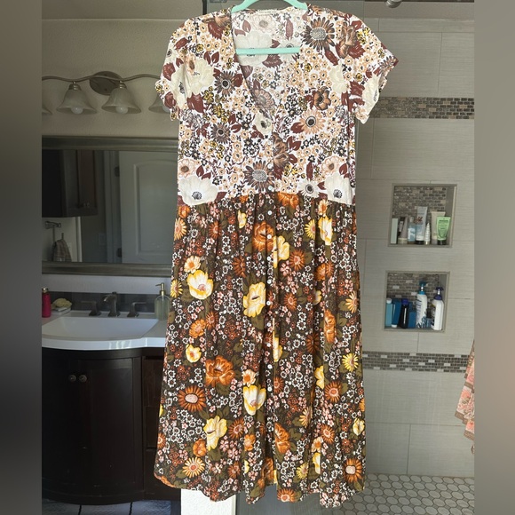 Spell Desert Daisy Babydoll Midi Dress Mustard - Picture 3 of 8